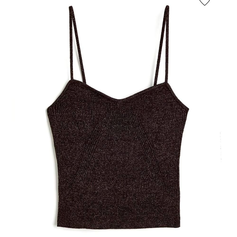 NWT H&M black glittery tank top. Stretch material. Sz. Medium.